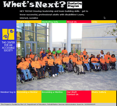 screenshot of What's Next project website